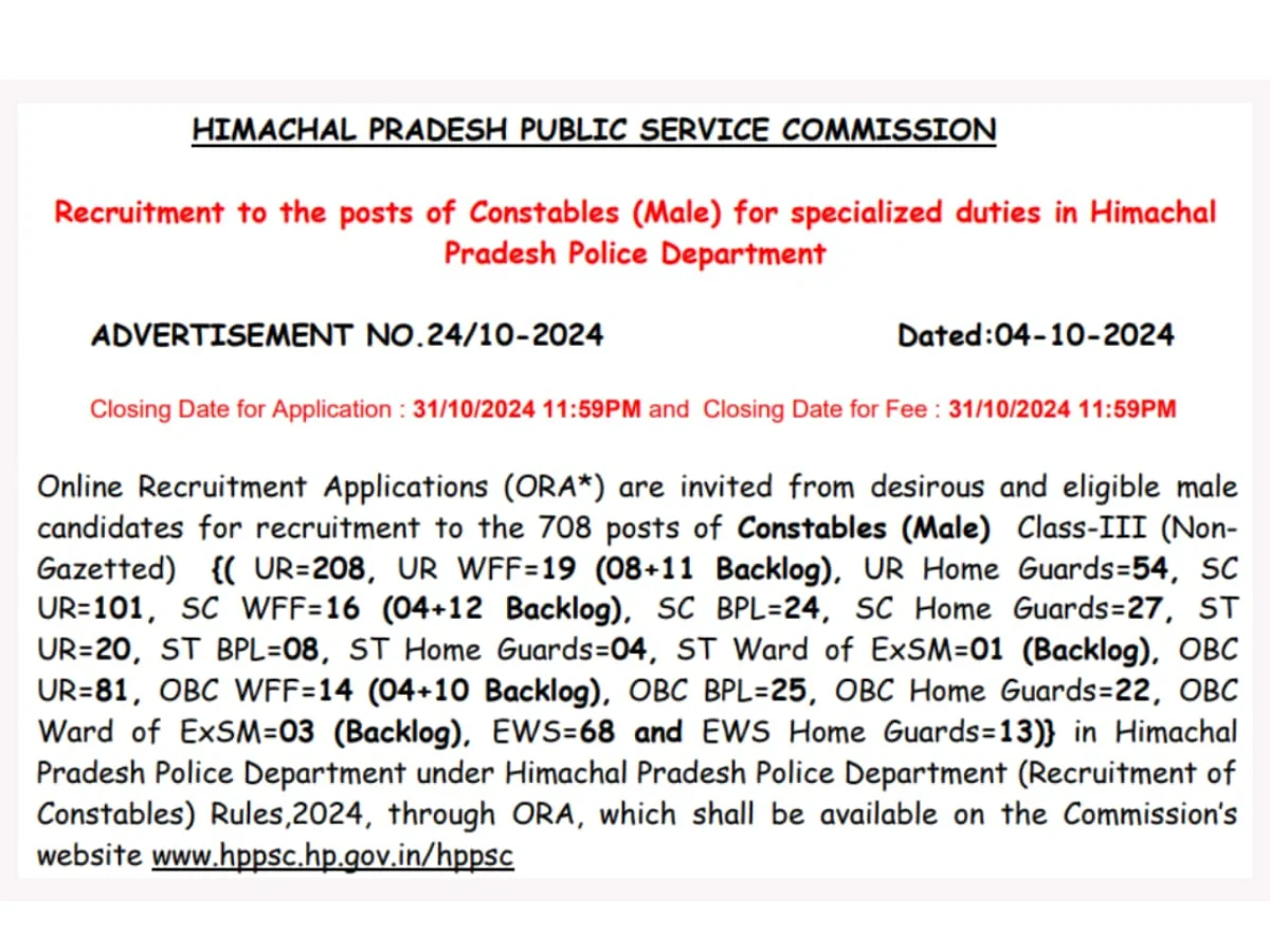 HP Police Constable Recruitment 2024 : एचपी पुलिस कांस्टेबल भर्ती 2024. 2 HP Police Constable Recruitment 2024